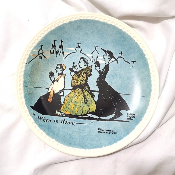 Set Norman Rockwell Collectible Plates Limited Ed Paris Rome Walking England COA - Picture 8 of 9